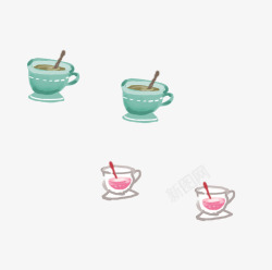 油墨杯子油画手绘高清图片