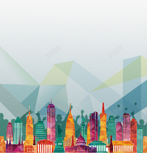 彩色的城市png免抠素材_新图网 https://ixintu.com 剪影 城市 彩色 晶格化