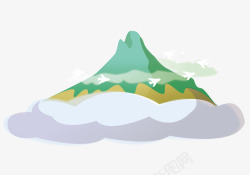 火山插画云朵上的火山高清图片