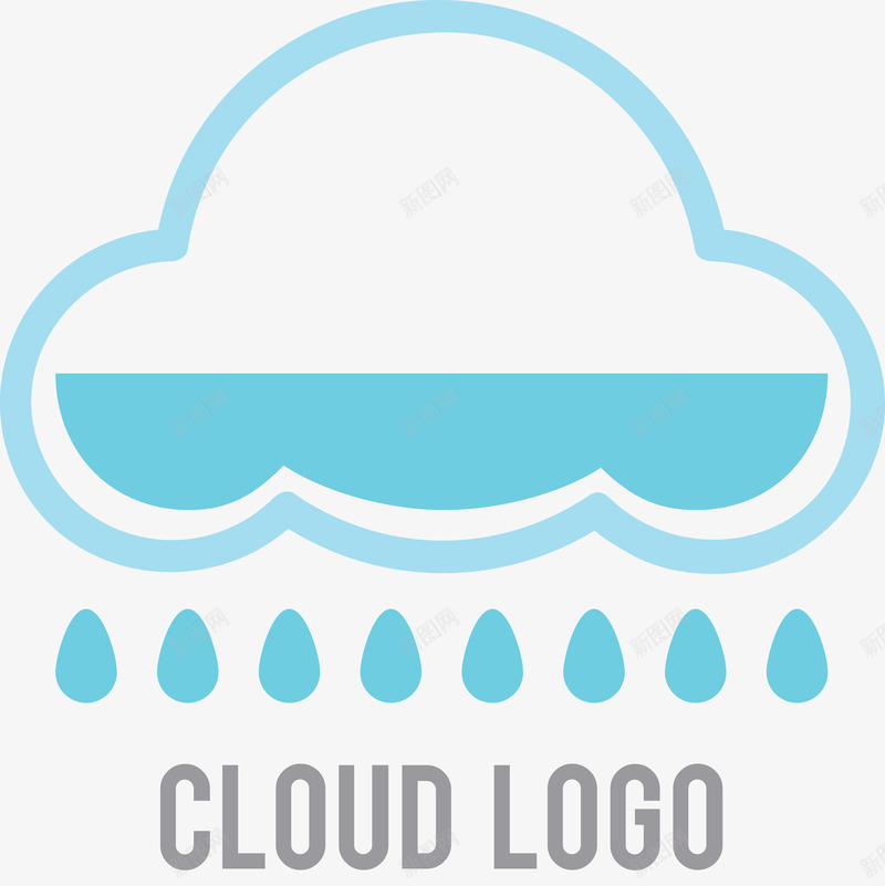 卡通云朵logo图标png_新图网 https://ixintu.com LOGO设计 云 云logo 云朵 云朵LOGO 云朵logo 企业商标 创意云朵 图标 矢量云朵 精美云朵 蓝色 雨滴