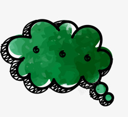 泡泡相框手绘绿色云朵对话泡泡图标高清图片