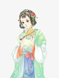 古代中国风古典后宫美女水彩手绘素材