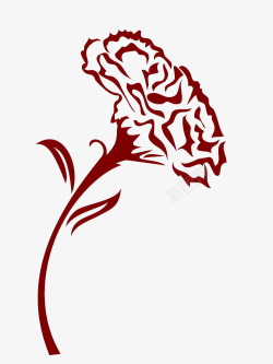 单色花朵母亲节插图手绘单色盛开的康乃馨高清图片