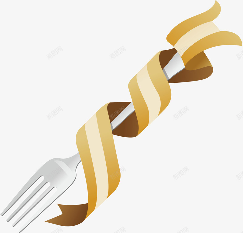 带丝带的叉子png免抠素材_新图网 https://ixintu.com 叉子 手绘 白色 简洁