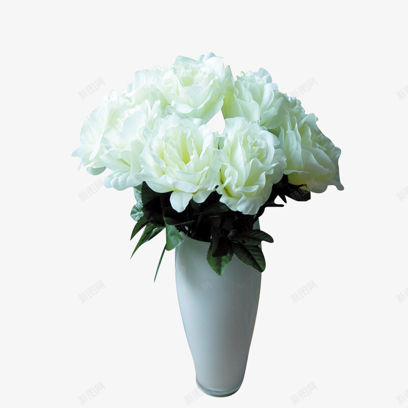 花瓶png免抠素材_新图网 https://ixintu.com 客厅装饰 室内装饰 欧美风插花 玄关装饰 白色花朵 花瓶