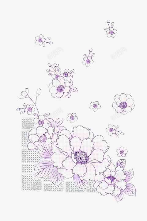白色花瓣紫色花蕊的花团png免抠素材_新图网 https://ixintu.com 娇美 清新 简洁 素雅
