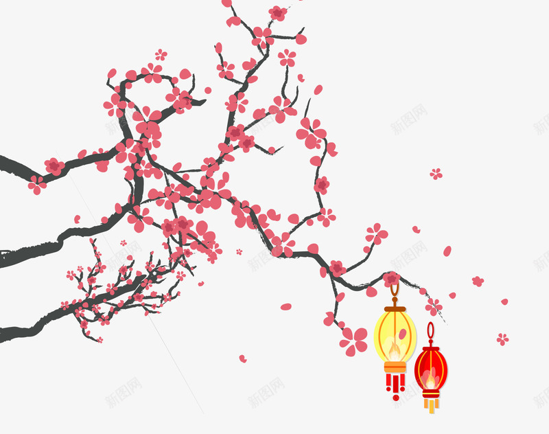 卡通手绘樱花节赏花psd免抠素材_新图网 https://ixintu.com 卡通 卡通手绘樱花节赏花 手绘 樱花节 灯笼 花朵 赏花