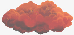 红色手绘卡通团簇云朵素材