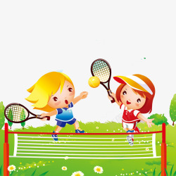 卡通打网球卡通打网球的小女孩高清图片