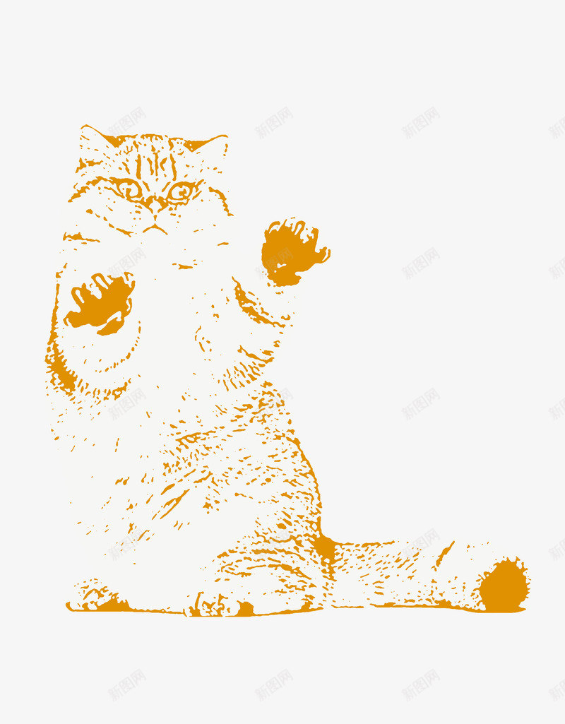 线描猫咪装饰png免抠素材_新图网 https://ixintu.com 动物 可变色 可爱 猫咪