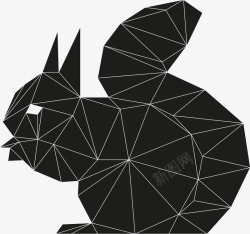 黑色雨伞插画三角形抽象松鼠矢量图高清图片