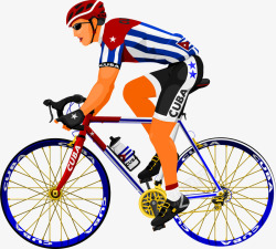 骑单车的人手绘卡通山地车赛车手高清图片