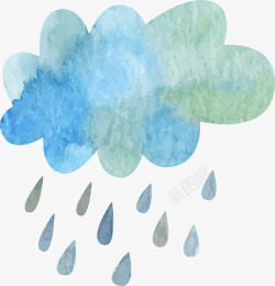 蓝色雷雨卡通手绘雷雨云朵高清图片