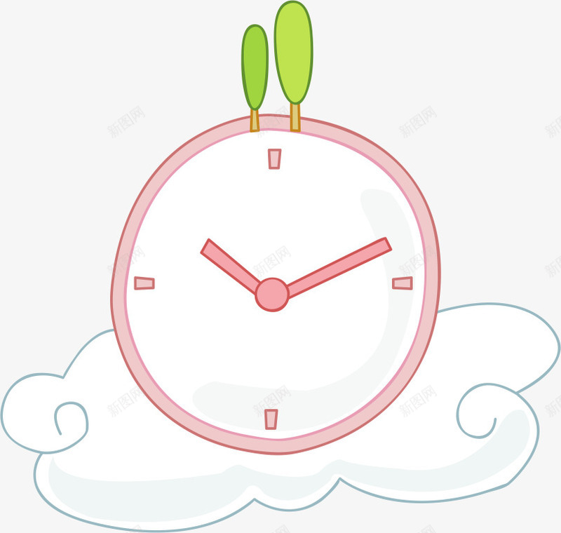 可爱钟表png免抠素材_新图网 https://ixintu.com AI 云朵 卡通 手绘 时间 时间动画 粉色 线条 绿树 表 钟表