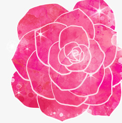粉色手绘星光玫瑰花素材