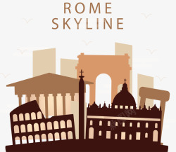 棕色意大利罗马城市矢量图素材