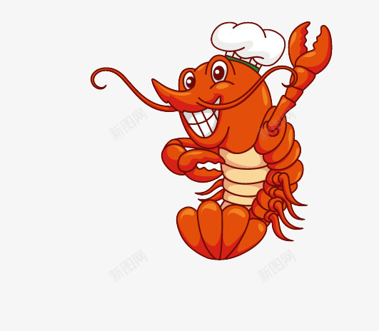 卡通手绘动物png免抠素材_新图网 https://ixintu.com 动物 卡通 厨师 龙虾
