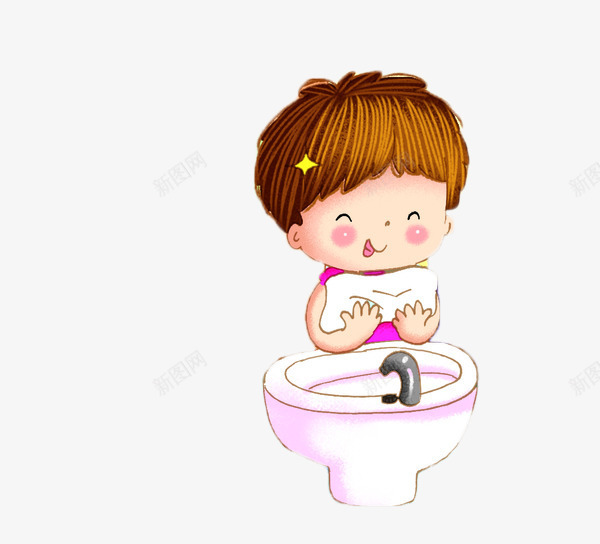 洗脸的小女孩png免抠素材_新图网 https://ixintu.com 卡通手绘 可爱 洗脸卡通 美容 装饰