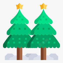 两个圣诞树有星星素材