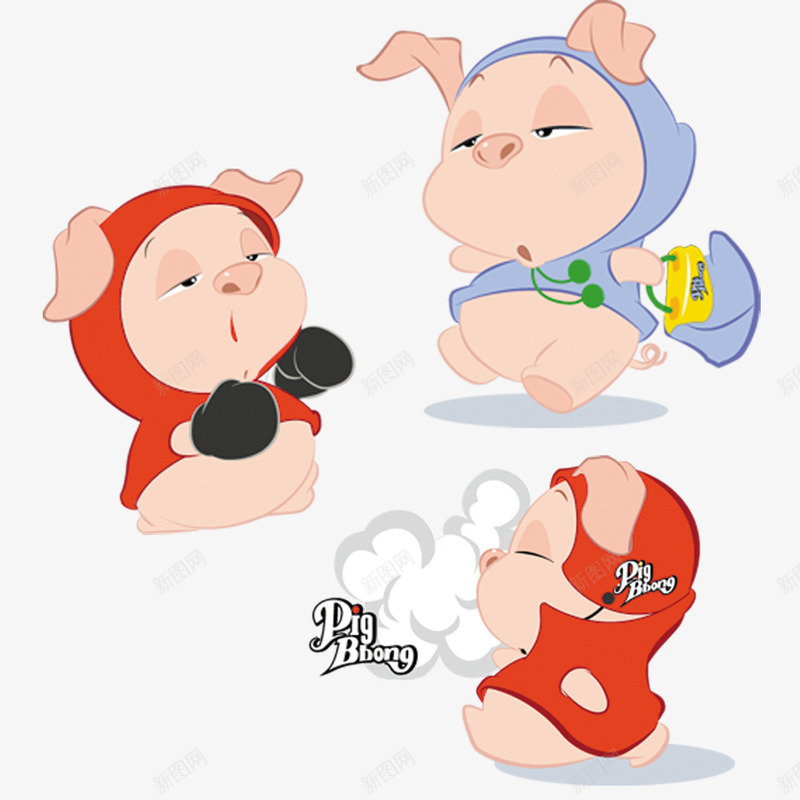 三只小猪psd免抠素材_新图网 https://ixintu.com 健康 可爱 小猪 运动