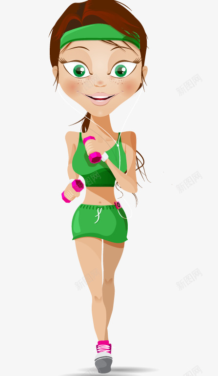 健身的少女png免抠素材_新图网 https://ixintu.com 健身 卡通 美女 跑步