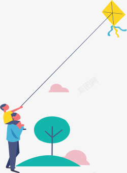 公园放风筝运动健身公园放风筝矢量图高清图片