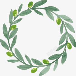 扁平橄榄绿叶循环花环矢量图高清图片