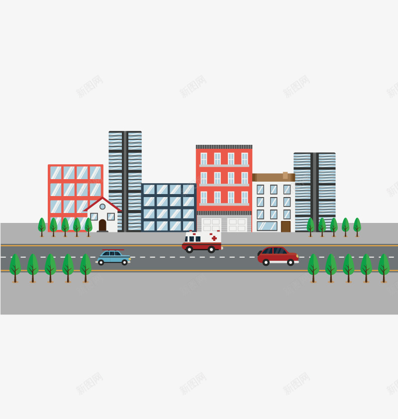 城市的街道矢量图ai免抠素材_新图网 https://ixintu.com PNG免费下载 汽车 高清素材 矢量图