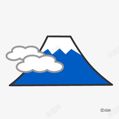 蓝色简洁手绘富士山png免抠素材_新图网 https://ixintu.com 富士山 手绘 简洁 简笔画山 蓝色