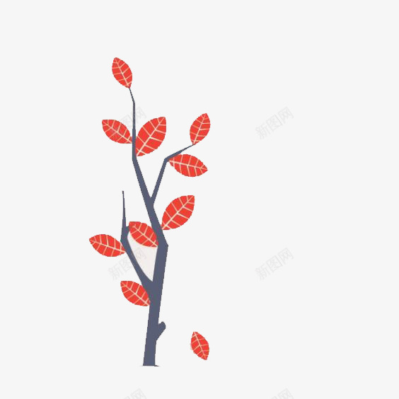 卡通小树枝png免抠素材_新图网 https://ixintu.com PPT素材 儿童插画 叶子 树杈 红色树叶