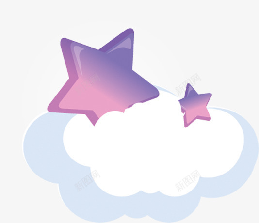 星星和白云png免抠素材_新图网 https://ixintu.com 云朵 可爱 手绘 紫色 蓝色