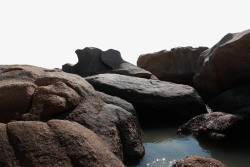 沙滩自然风景有石头的海边高清图片