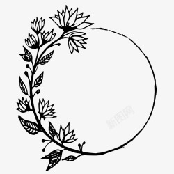 卡通简约黑白插画小清新花环图标图标