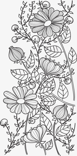 手绘精致花卉花纹矢量图素材