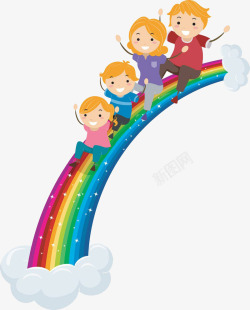 玩落叶的孩子在彩红上滑滑梯高清图片