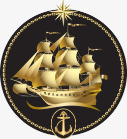 复古帆船徽章高清图片