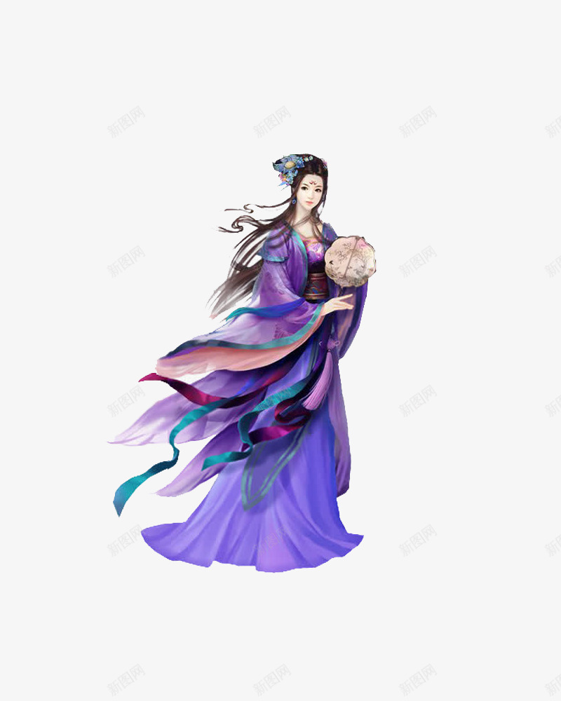 紫衣人物png免抠素材_新图网 https://ixintu.com 中国风 古代 古典 古装 女 手绘 插画 美女