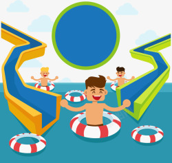 水里的小孩玩耍的卡通人物高清图片