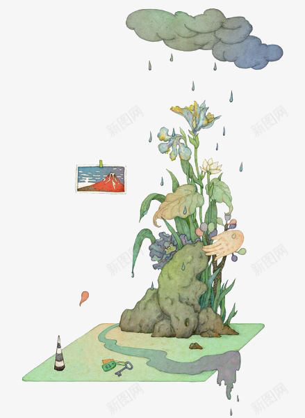 水彩植物插画png免抠素材_新图网 https://ixintu.com 云 创意 卡通 手绘 插画 植物 花卉