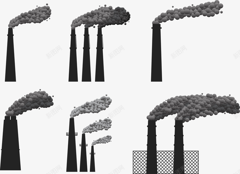 城市污染png免抠素材_新图网 https://ixintu.com 工厂 污染 烟筒 黑色