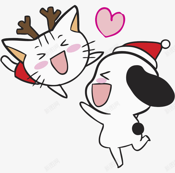 卡通可爱动物的爱情图png免抠素材_新图网 https://ixintu.com 卡通 宠物 小狗 小猫 拥抱 爱心 爱情 高兴地