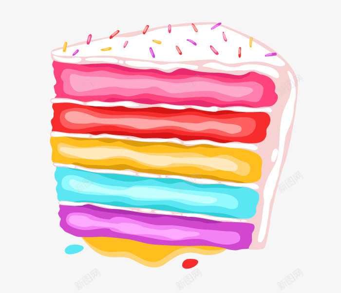 卡通手绘彩虹三角蛋糕png免抠素材_新图网 https://ixintu.com 三角蛋糕 卡通蛋糕 彩虹蛋糕 手绘蛋糕 蛋糕
