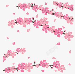 浪漫粉红樱花树枝矢量图素材