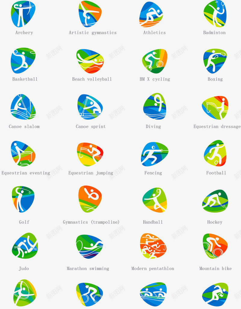 里约奥运会运动图标png_新图网 https://ixintu.com 体育 图标 标志 运动 里约奥运会