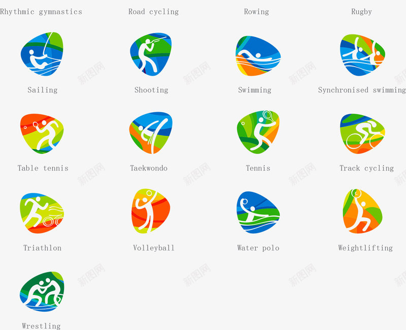 里约奥运会运动图标png_新图网 https://ixintu.com 体育 图标 标志 运动 里约奥运会