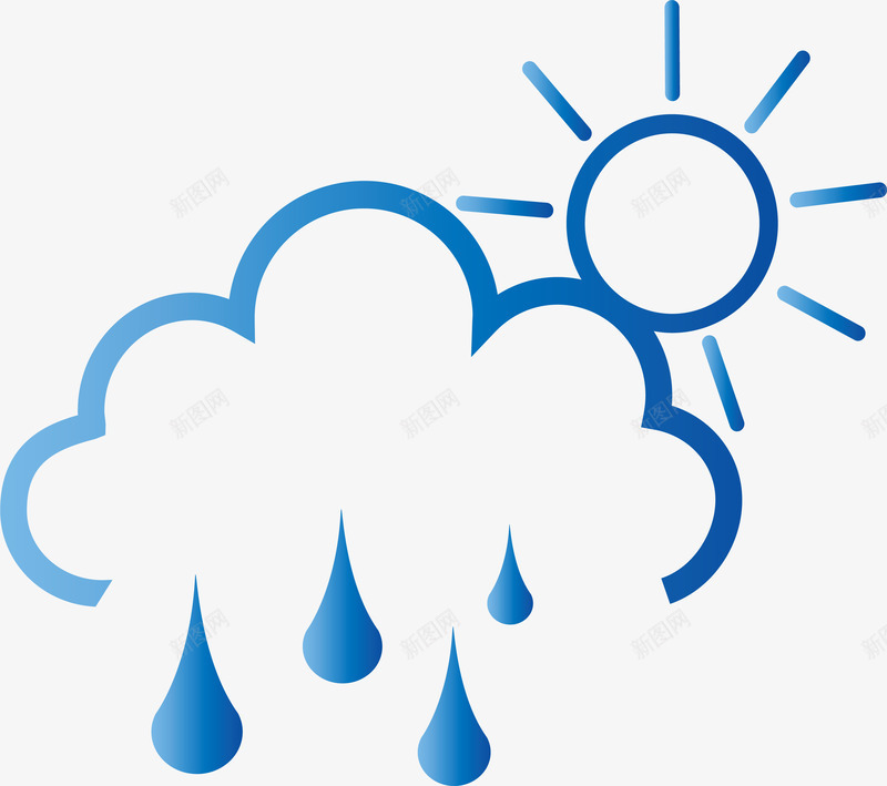 晴天下雨的天气符号png免抠素材_新图网 https://ixintu.com 天气符号 天气预报 晴天下雨 矢量png 蓝色 蓝色云朵
