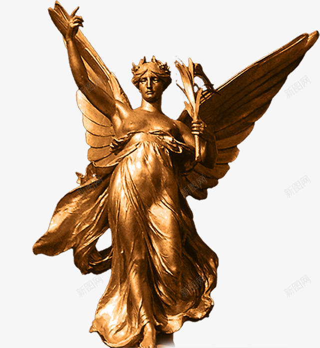 金色雕塑png免抠素材_新图网 https://ixintu.com 女性 欧美 翅膀 雕塑