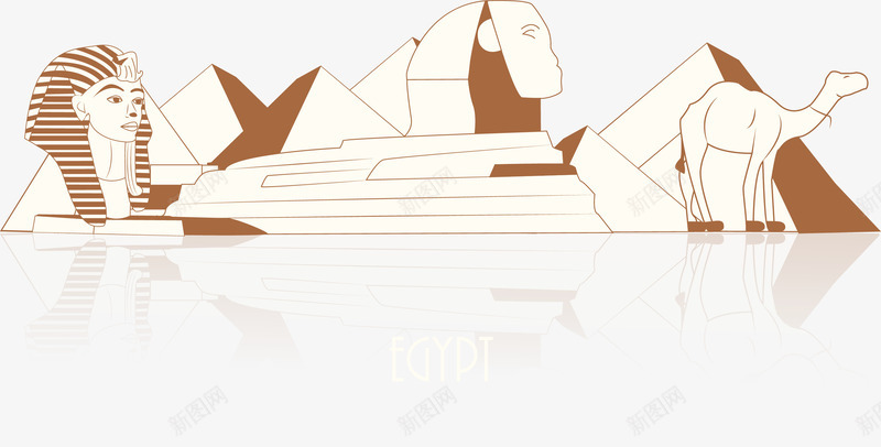 手绘世界著名建筑矢量图eps免抠素材_新图网 https://ixintu.com 2 手绘插画建筑旅游景区城市风光法老像骆驼狮身人面像金字塔埃及角斗场 矢量图