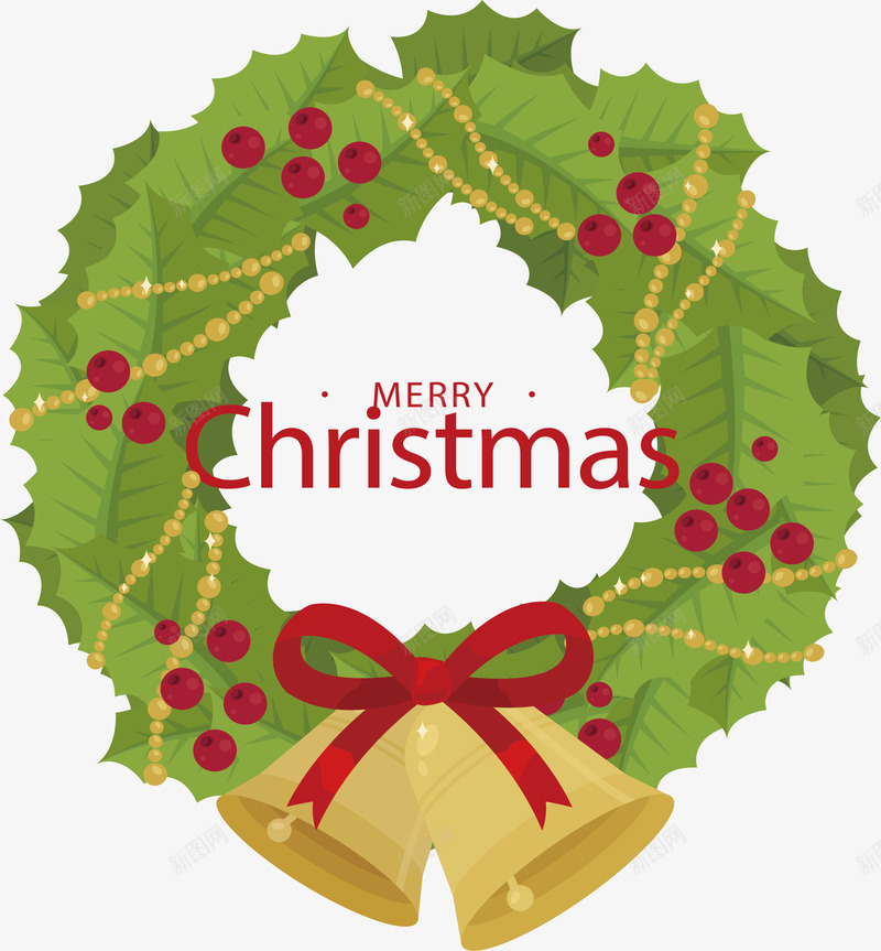 绿色圣诞花环矢量图ai免抠素材_新图网 https://ixintu.com merryChristma merryChristmas 圣诞节 圣诞花环 矢量png 绿色花环 花环 矢量图