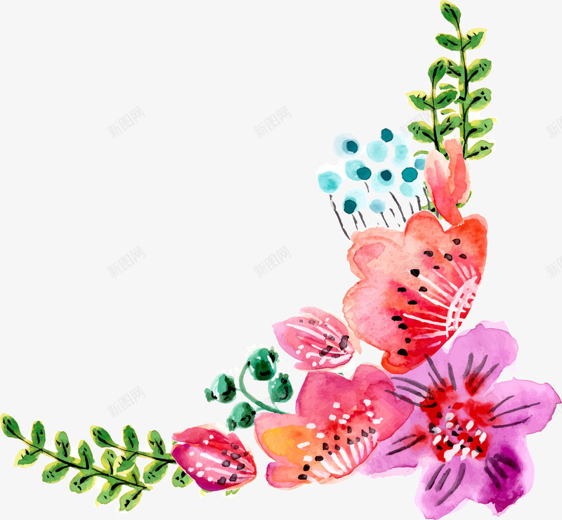 手绘水彩花卉矢量图ai免抠素材_新图网 https://ixintu.com 手绘 水彩 花卉 矢量图